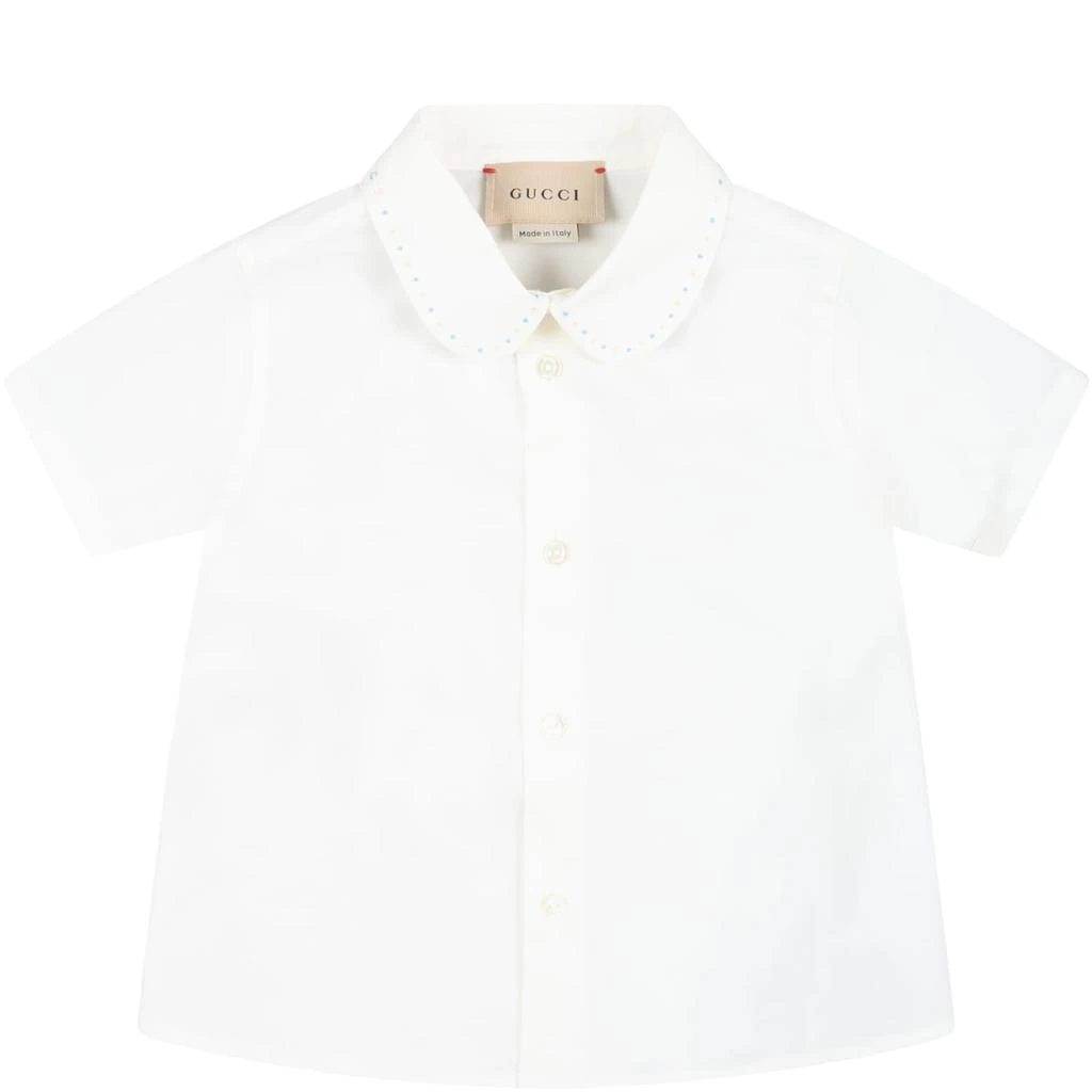 商品Gucci|White Shirt For Baby Boy With Polka Dots,价格¥2843,第1张图片