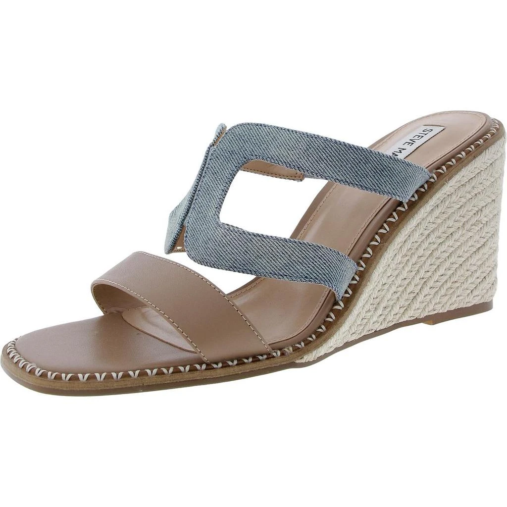 商品Steve Madden|Hopeful Womens Mixed Media Denim Wedge Sandals,价格¥516,第1张图片