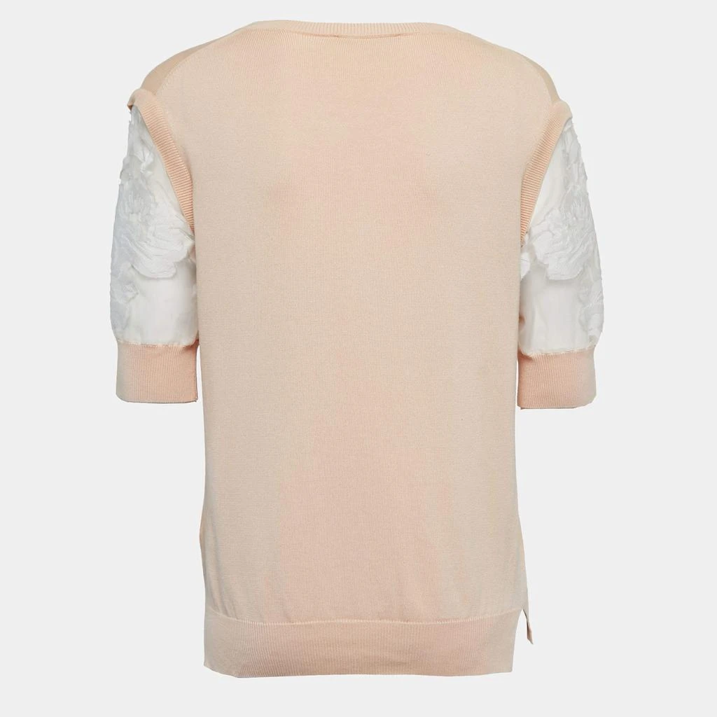 商品[二手商品] Chloé|Chloe Beige Cotton Knit Floral Sleeve Detail Top XS,价格¥751,第2张图片详细描述