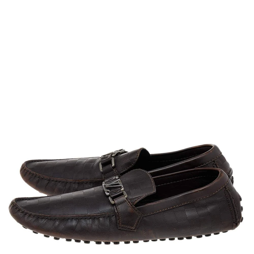 商品[二手商品] Louis Vuitton|Louis Vuitton Dark Brown Damier Embossed Leather Hockenheim Slip On Loafers Size 43.5,价格¥3046,第4张图片详细描述
