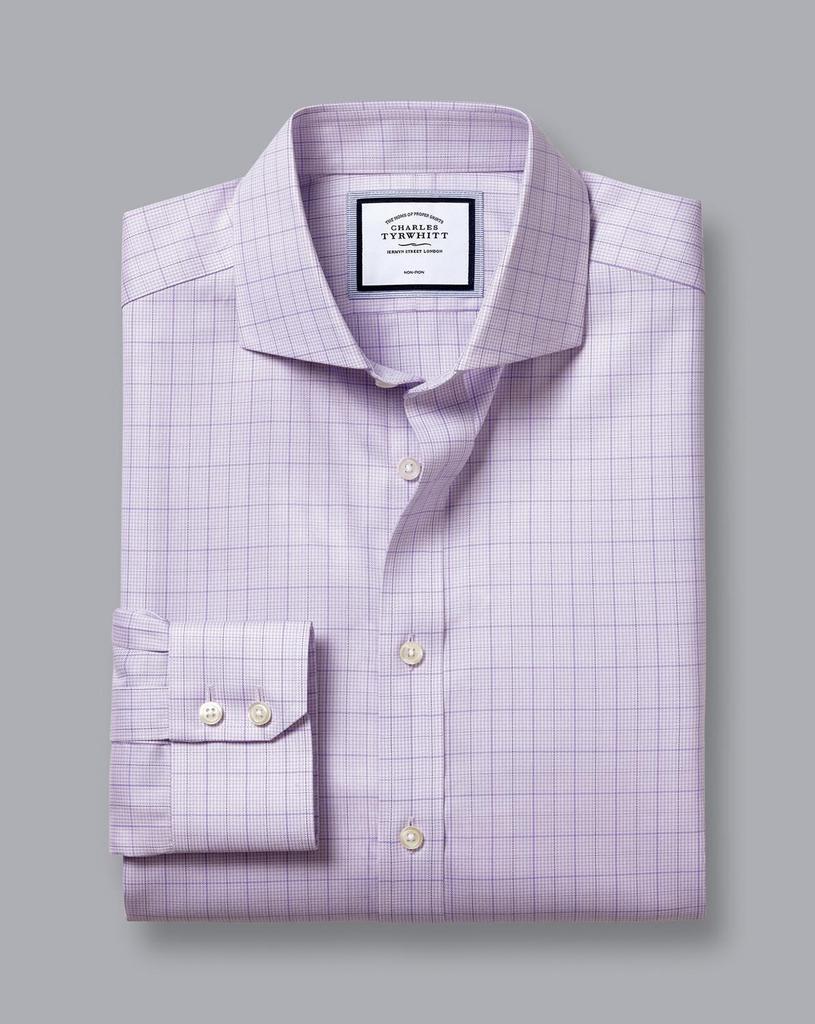 商品Charles Tyrwhitt|Non-Iron Puppytooth Check Cutaway Slim Fit Shirt,价格¥581,第7张图片详细描述