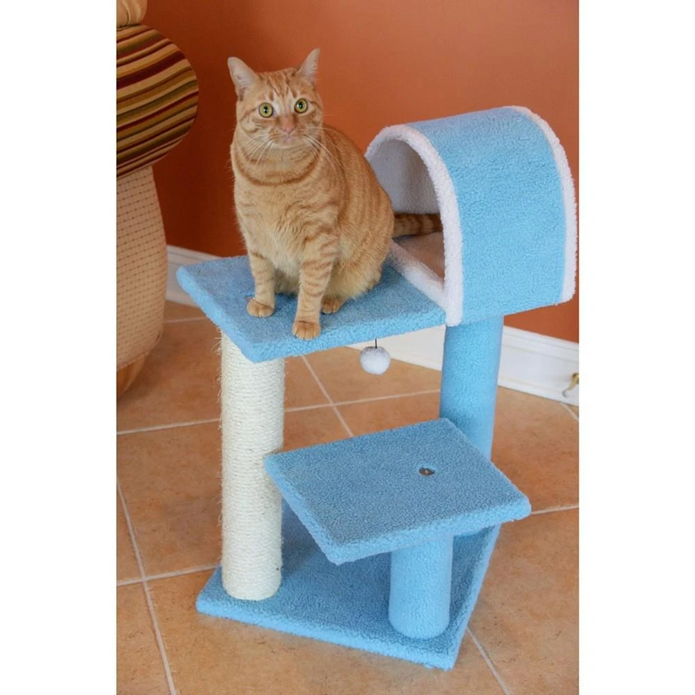 商品Macy's|29" Real Wood Cat Tree With Scratcher and Tunnel for Squeeze, Snoozing & Hiding,价格¥605,第3张图片详细描述