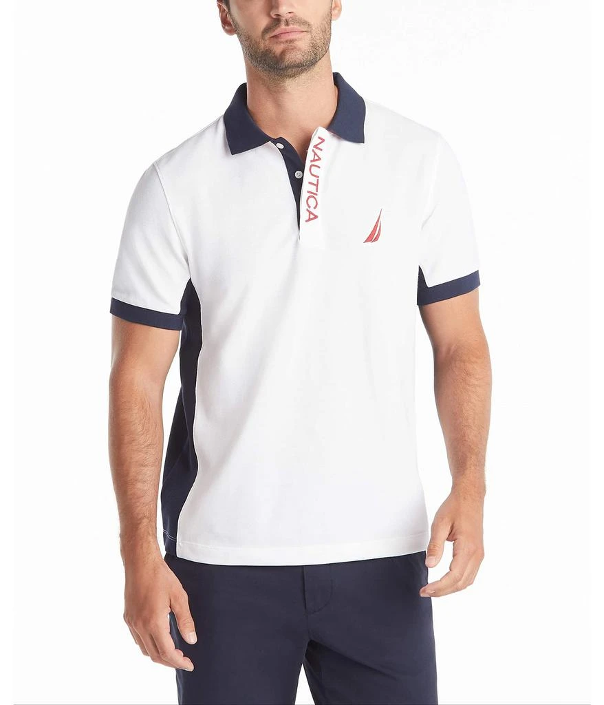 商品Nautica|Men's Short Sleeve Color Block Performance Pique Polo Shirt,价格¥213,第1张图片详细描述