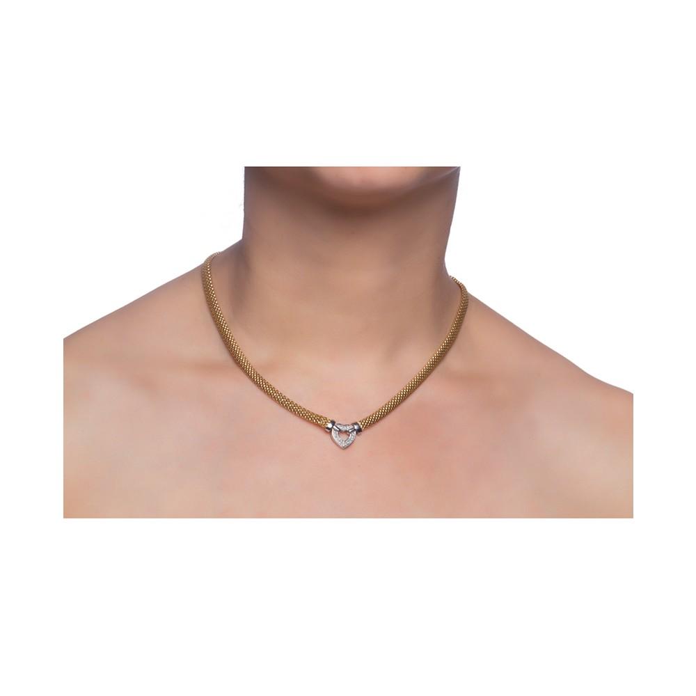Diamond Heart Necklace in 14k Gold Vermeil and Sterling Silver (1/8 ct. t.w.)商品第2张图片规格展示
