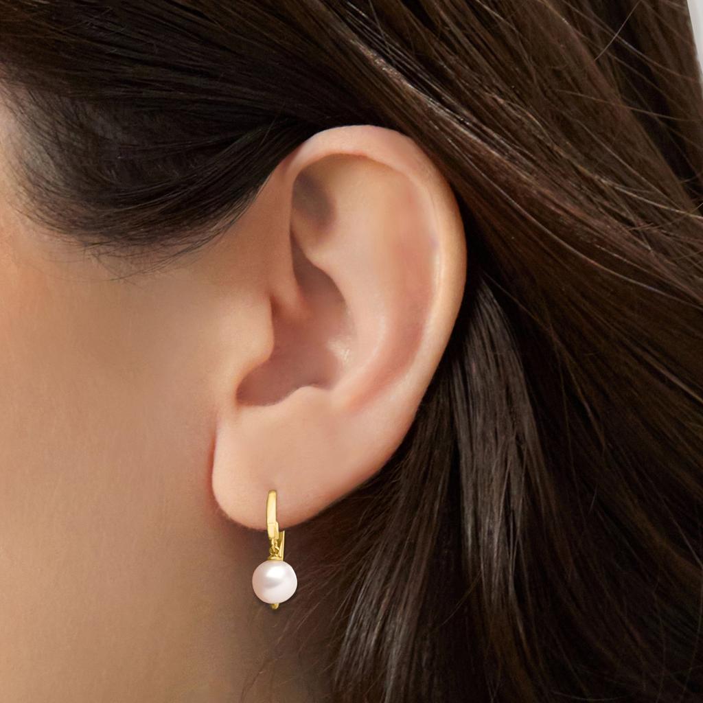 商品Ross-Simons|RS Pure by Ross-Simons 6-6.5mm Cultured Pearl Drop Earrings in 14kt Yellow Gold,价格¥1139,第4张图片详细描述