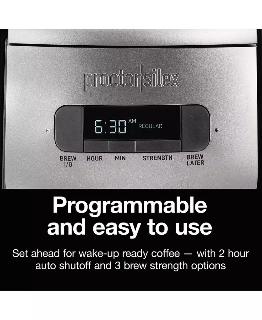 商品Proctor Silex|Faster Brewing Front Fill Programmable Coffee Maker - 43687,价格¥481,第5张图片详细描述