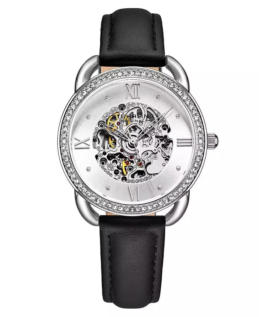 商品Stuhrling|Women's Automatic Black Genuine Leather Strap Watch 36mm,价格¥1477,第1张图片