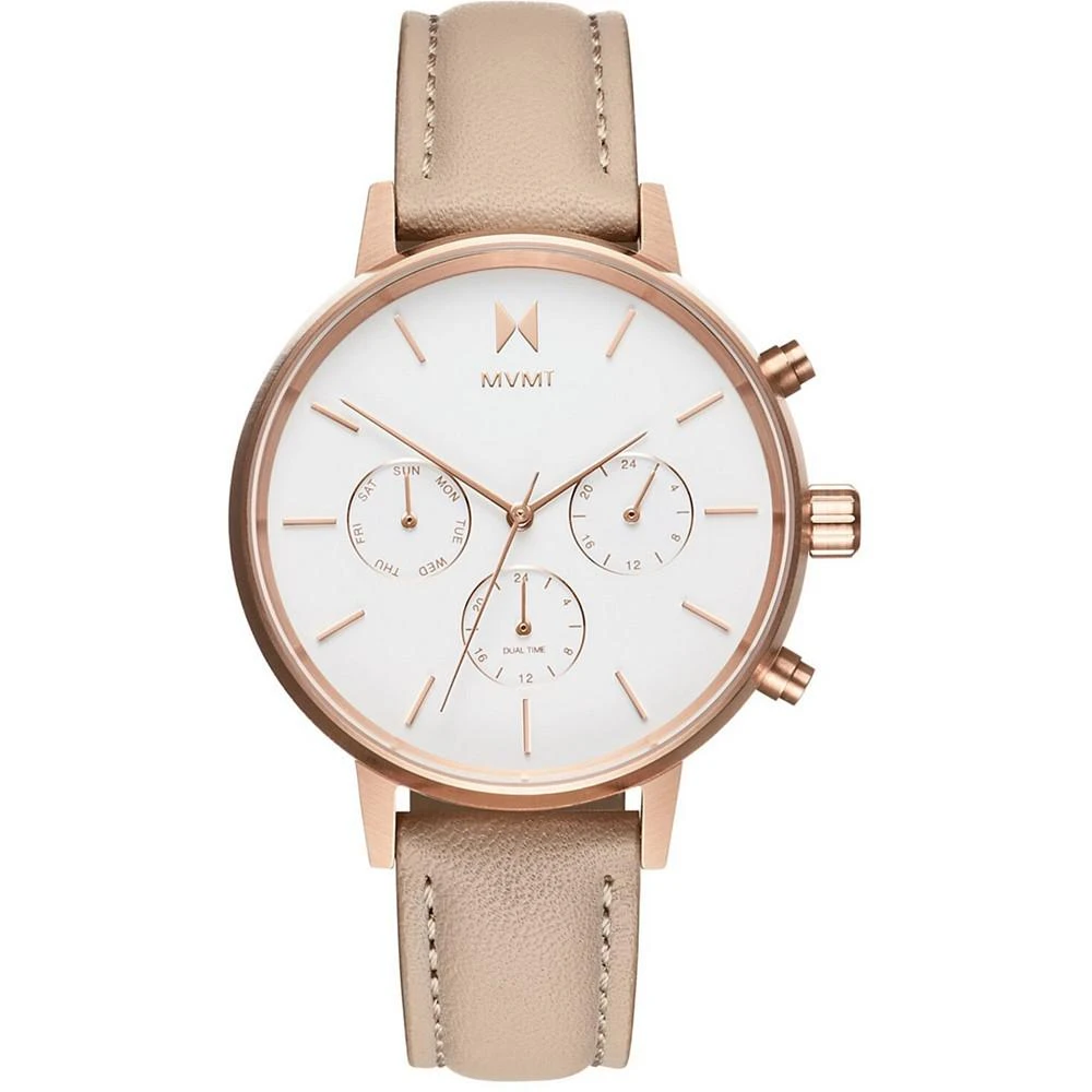 商品MVMT|Women's Nova Luna Blush Leather Strap Watch 38mm,价格¥784,第1张图片