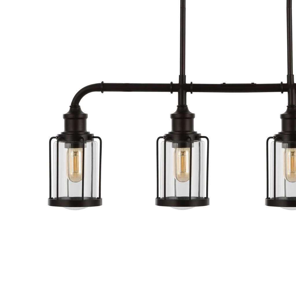 商品JONATHAN Y|Abbott 34" 4-Light Farmhouse Industrial Iron/Glass Linear LED Pendant,价格¥1278,第4张图片详细描述