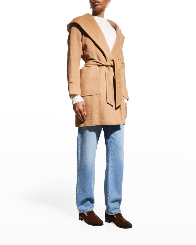 商品Max Mara|Rialto Camel Hair Belted Short Hooded Coat,价格¥22610,第1张图片
