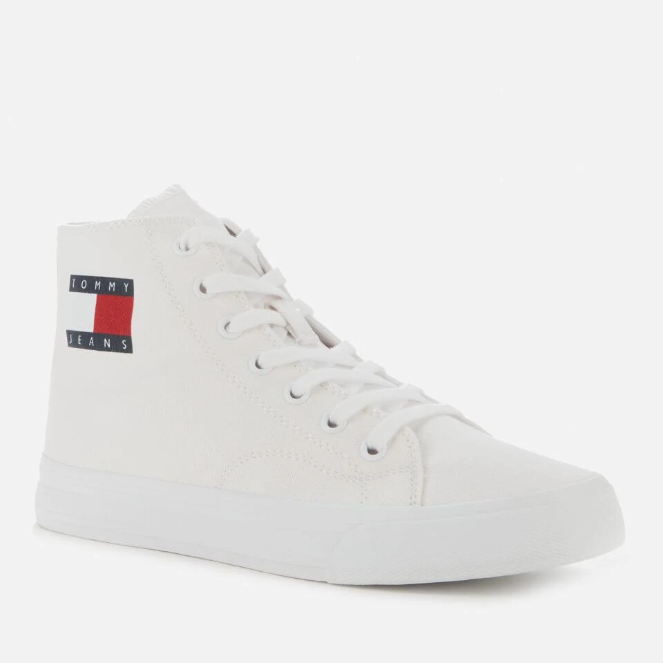 商品Tommy Jeans|TOMMY JEANS WOMEN'S MID CUP CANVAS HI-TOP TRAINERS - WHITE,价格¥376,第2张图片详细描述