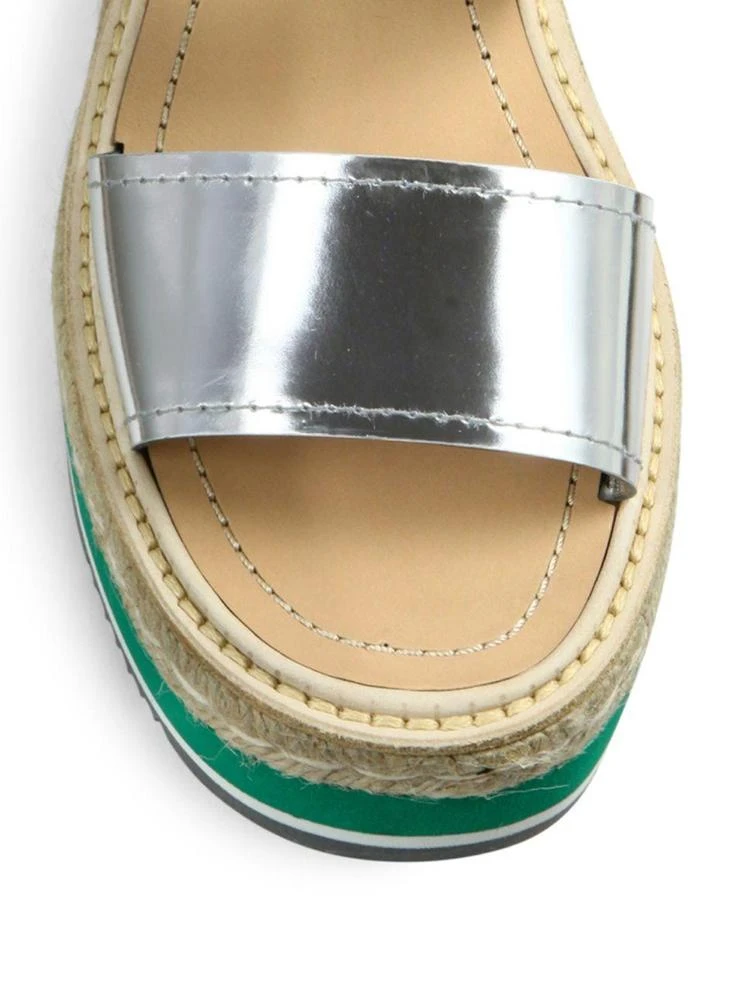 商品Prada|Metallic Leather Espadrille Platform Slides,价格¥2250,第3张图片详细描述