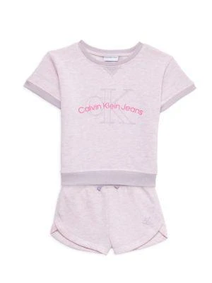 商品Calvin Klein|Little Girl's 2-Piece Logo Tee & Shorts Set,价格¥112,第1张图片