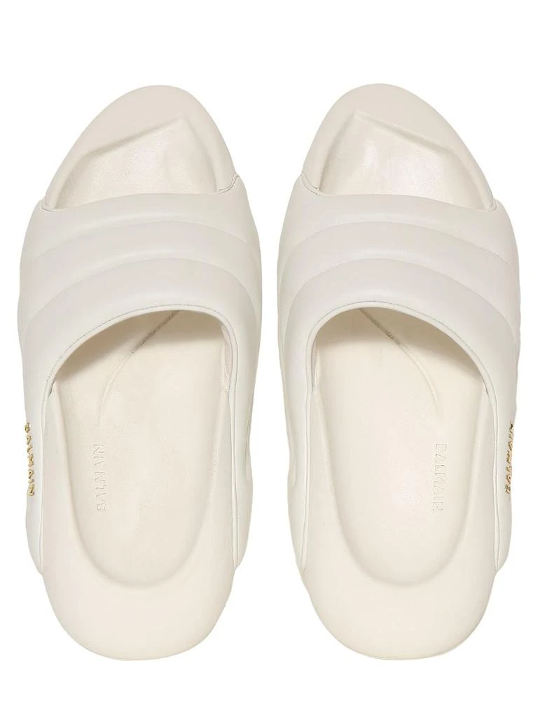 商品Balmain|B-it Puffy Quilted Leather Slide Sandals,价格¥2012,第5张图片详细描述