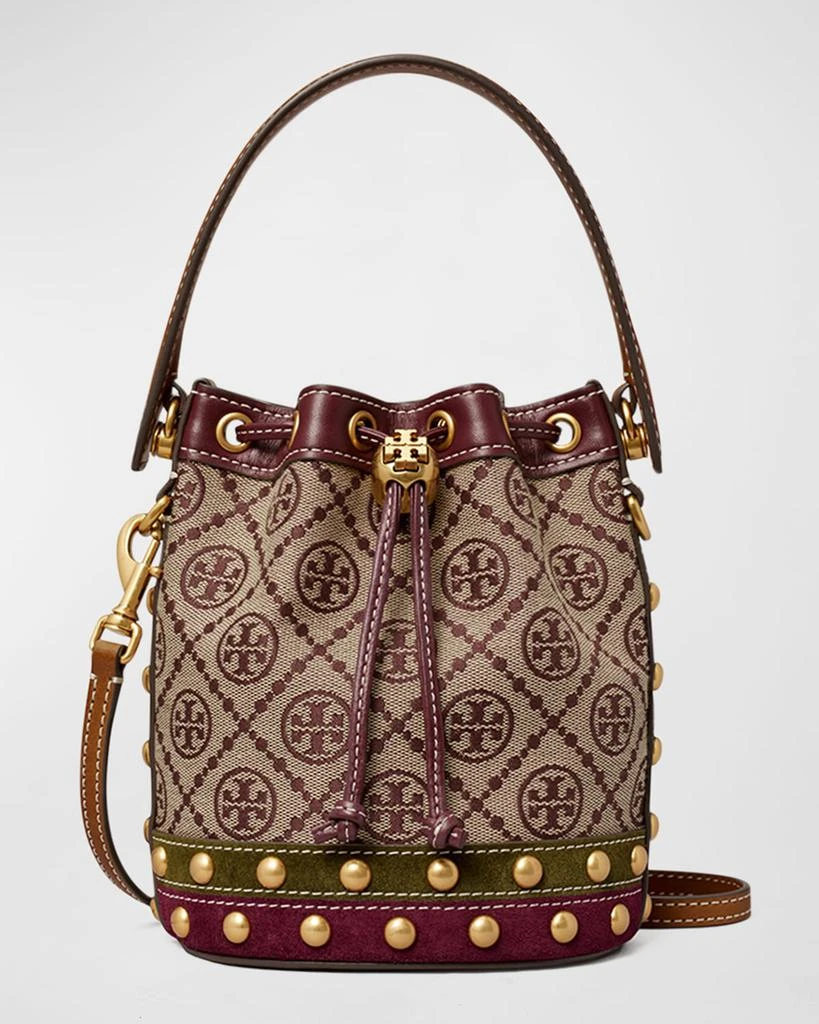 商品Tory Burch|Mini T Monogram Jacquard Studded Bucket Bag,价格¥2302,第1张图片