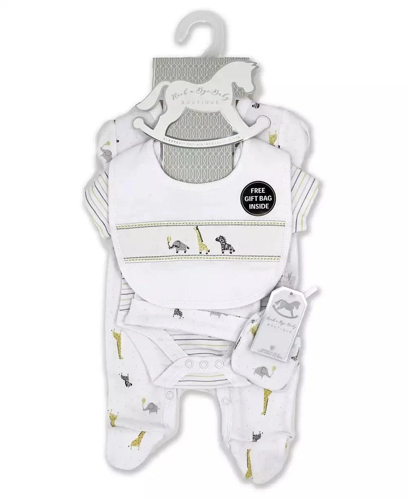 商品Rock-A-Bye Baby Boutique|Baby Boys and Girls African Animal Layette Gift in Mesh Bag, 5 Piece Set,价格¥231,第2张图片详细描述