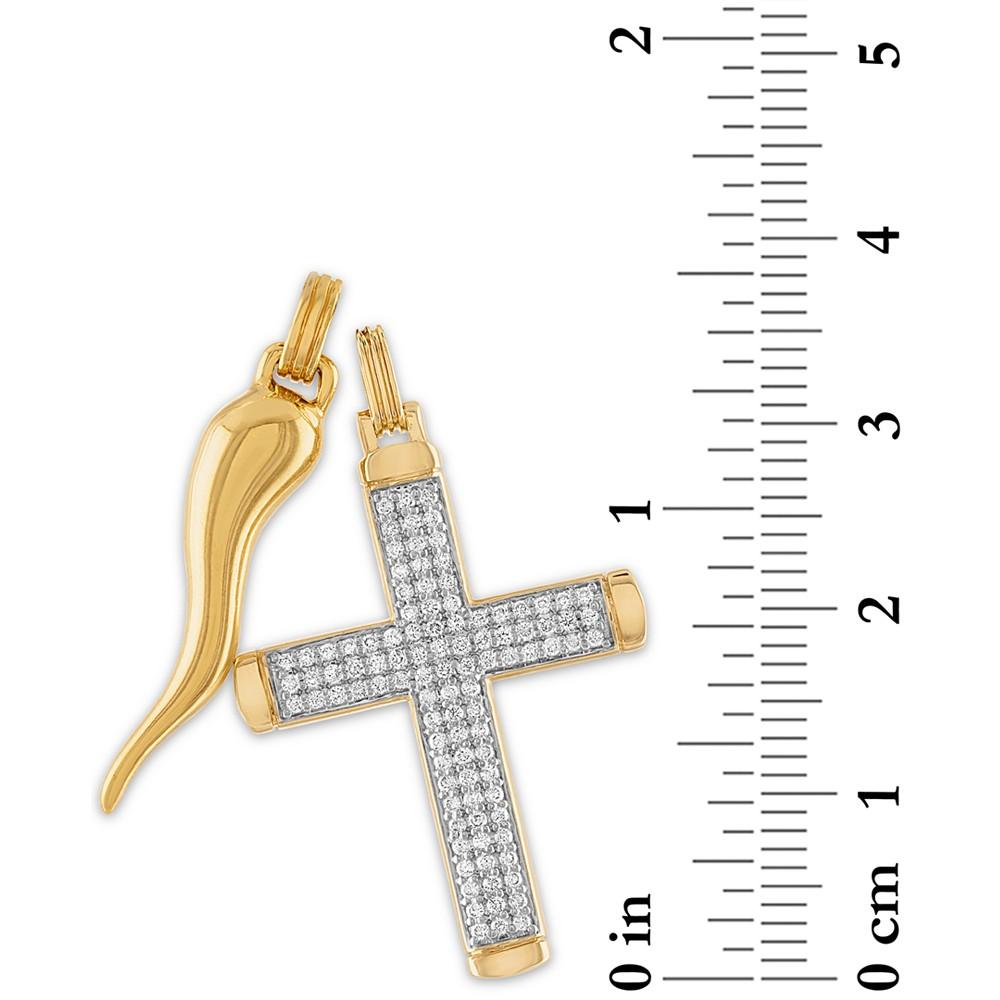 2-Pc. Set Cubic Zirconia Cross and Horn Pendants in 14k Gold-Plated Sterling Silver, Created for Macy's商品第3张图片规格展示