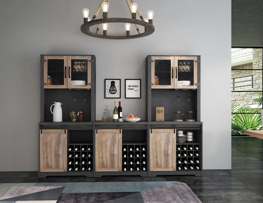 商品Streamdale Furniture|Streamdale 31 Inch Farmhouse Barn Door Bar Cabinet For Living Room,价格¥3466,第4张图片详细描述