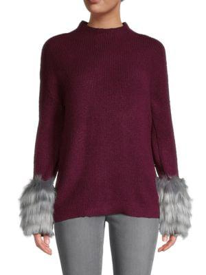 Faux Fur-Cuff Sweater商品第1张图片规格展示