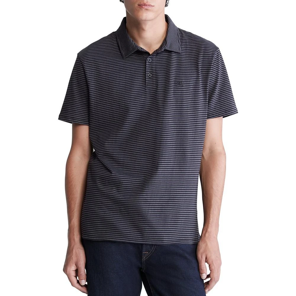 商品Calvin Klein|Men's Striped Monogram Logo Polo,价格¥187,第1张图片