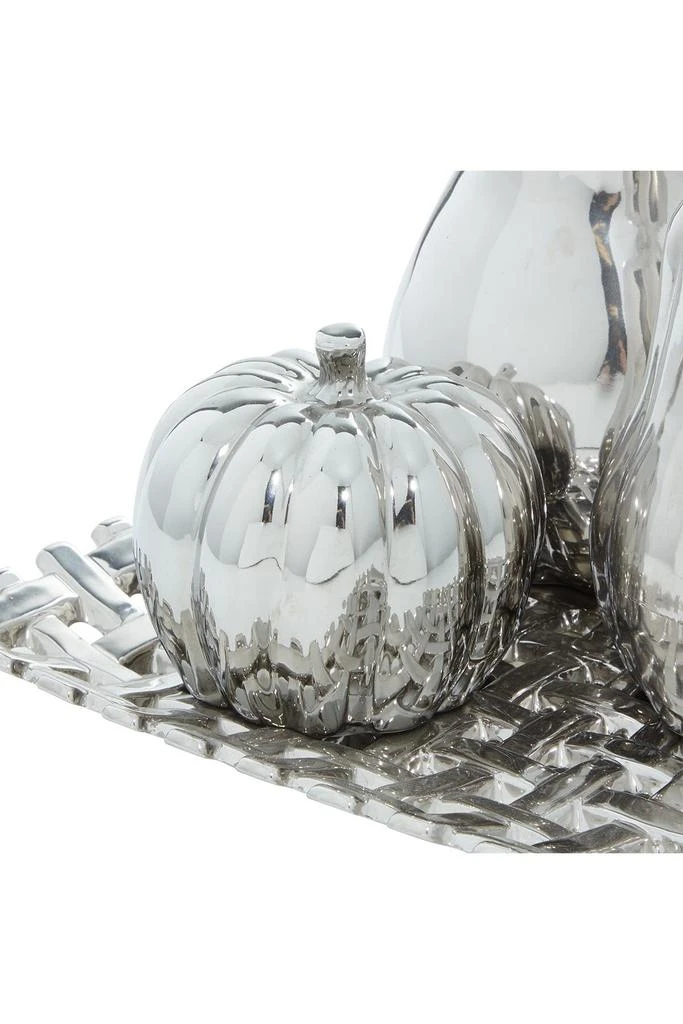 Silver Ceramic Decorative Fruit Sculpture with Plate - Set of 4 商品