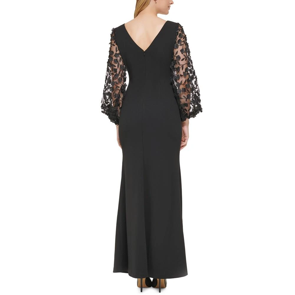 商品Eliza J|Women's 3D Floral-Sleeve Boat-Neck Gown,价格¥1702,第2张图片详细描述