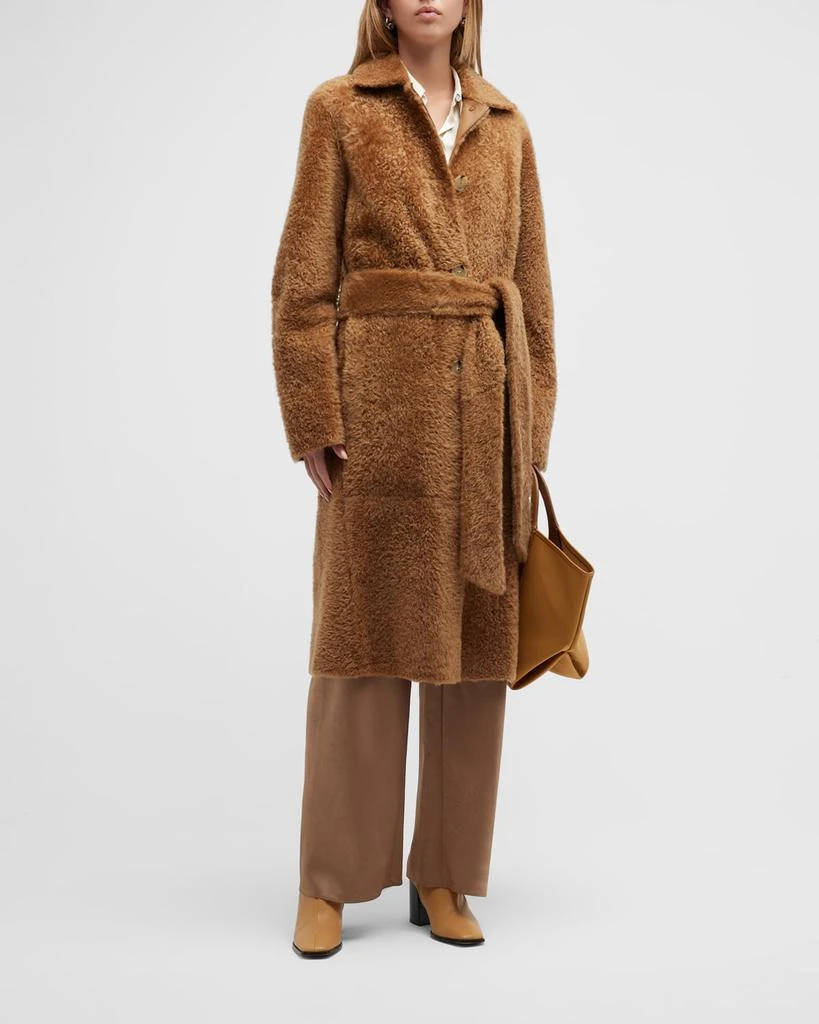 商品Vince|Long Belted Shearling Coat,价格¥38677,第1张图片