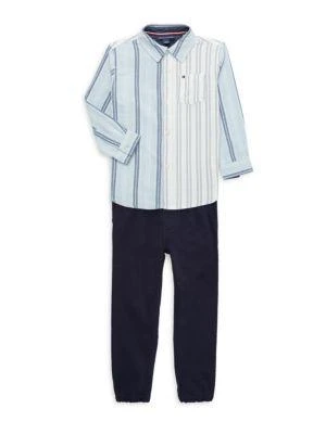 商品Tommy Hilfiger|Little Boy’s 2-Piece Striped Shirt & Pants Set,价格¥243,第1张图片