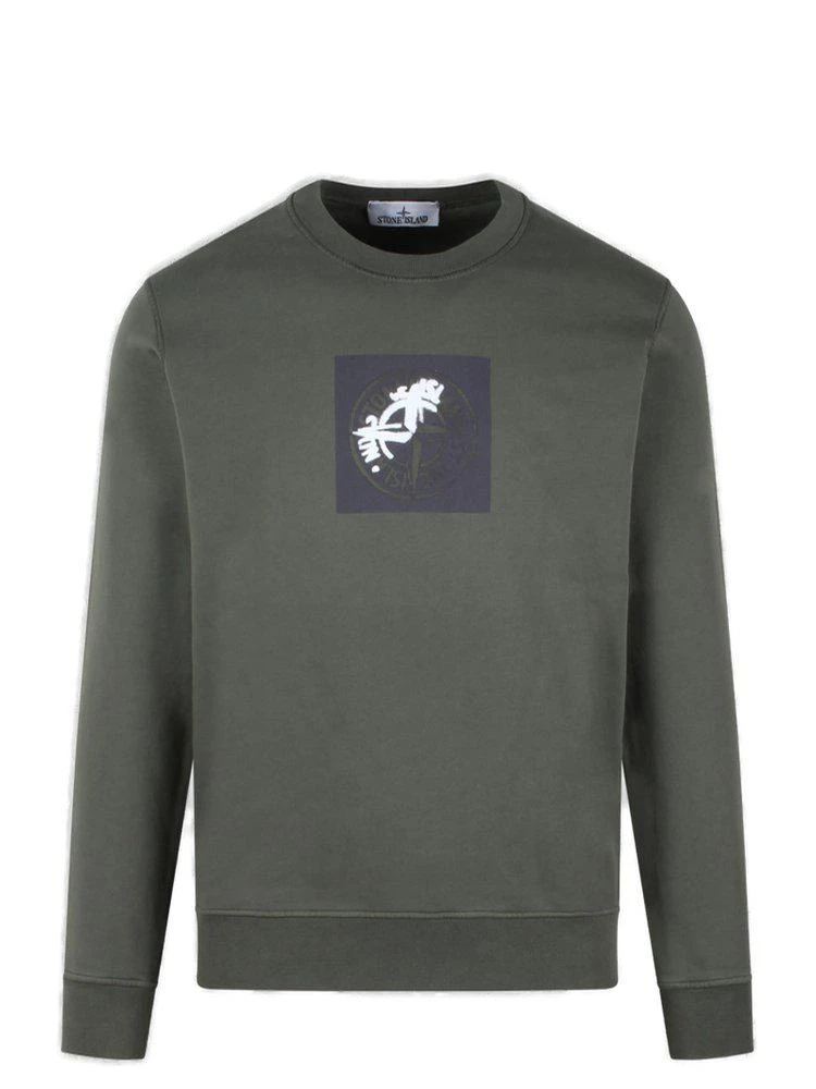 商品Stone Island|Stone Island Logo Printed Crewneck Sweatshirt,价格¥896,第1张图片