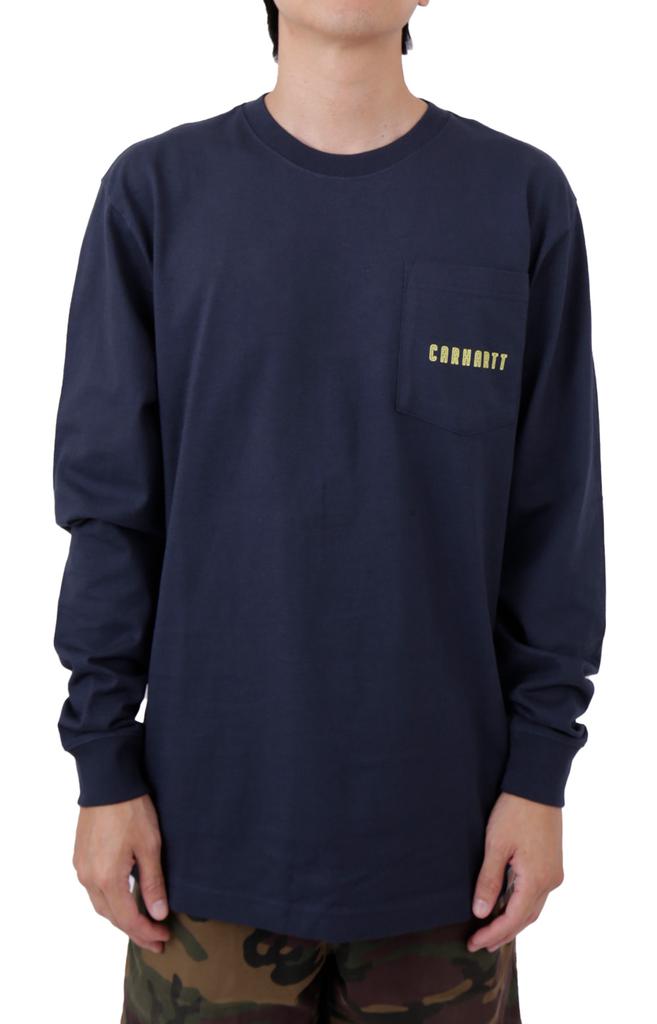 (105426) Loose Fit Heavyweight L/S Pocket Tough Graphic T-Shirt - Navy商品第2张图片规格展示