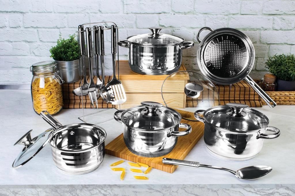 商品Berlinger Haus|17-Piece Jumbo Stainless Steel Cookware Set Blauman Collection,价格¥1422,第3张图片详细描述