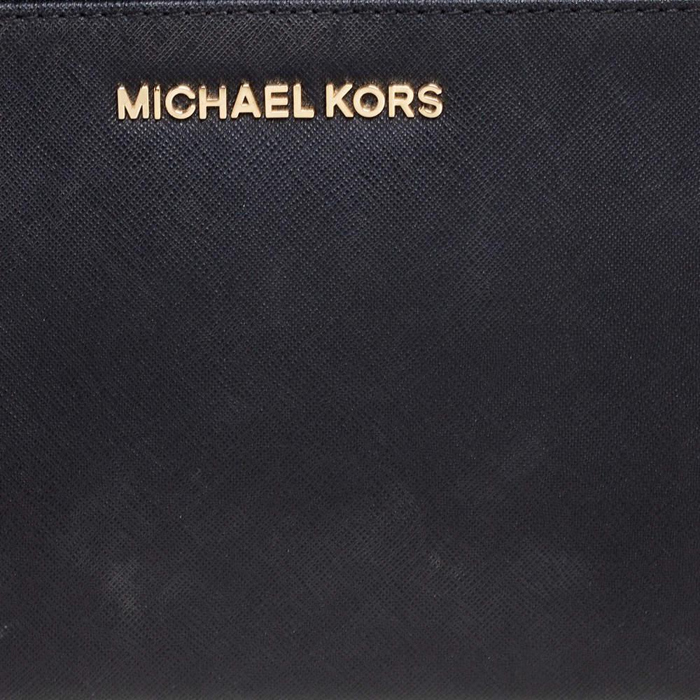 MICHAEL Michael Kors Black Leather Jet Set Wristlet Pochette商品第5张图片规格展示