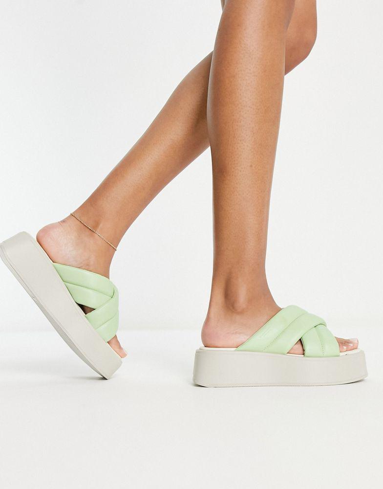 Vagabond Courtney crossover flatform sandals in mint leather商品第4张图片规格展示