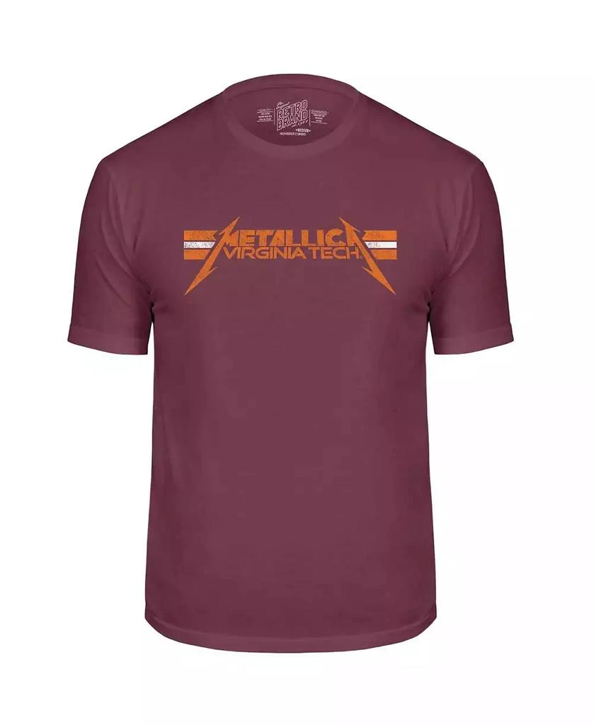 商品The Original Retro Brand|Men's Maroon Virginia Tech Hokies Metallica Retro T-Shirt,价格¥371,第2张图片详细描述