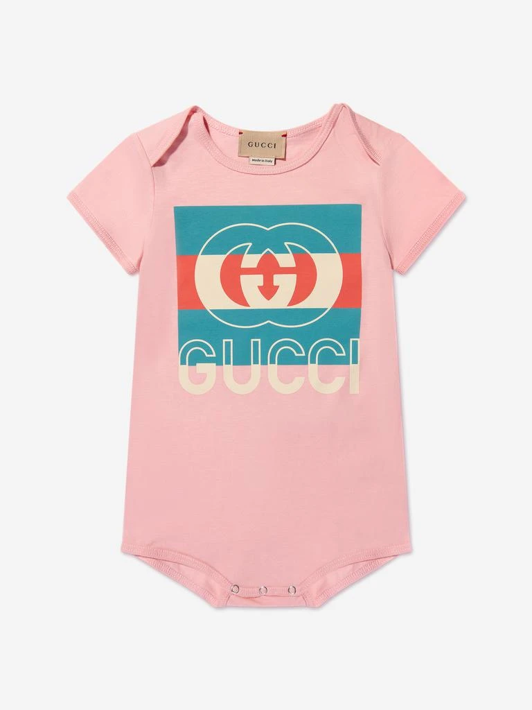 商品Gucci|Gucci Baby Girls Bodysuit And Bib Gift Set in Pink,价格¥2111,第2张图片详细描述