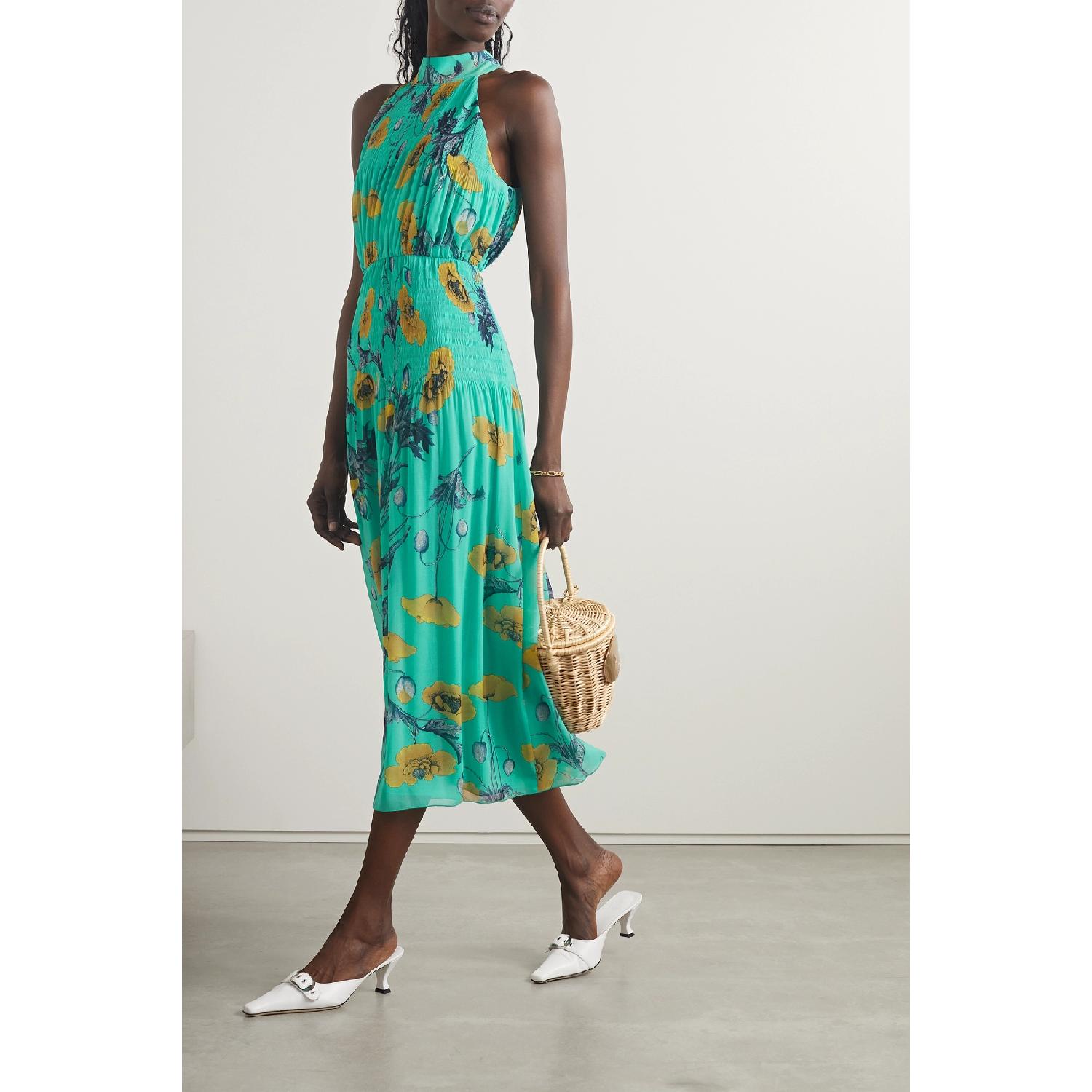 【特惠6.0折】包邮包税【预售7天发货】 DIANE VON FURSTENBERG 23秋冬 女士 连衣裙 Lupin 绗缝花卉印花雪纺绸中长连衣裙 1647597303285521 DVFDS1R035PYGTQ 商品第3张图片规格展示