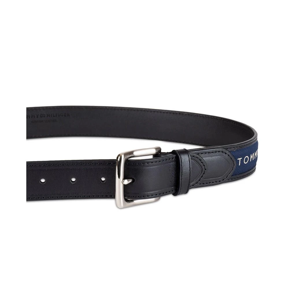 商品Tommy Hilfiger|Men's Tri-Color Ribbon Inlay Leather Belt,价格¥391,第2张图片详细描述
