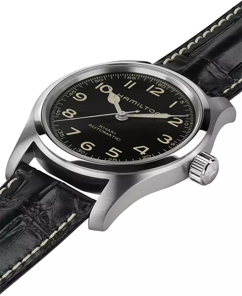 商品Hamilton|Men’s Swiss Automatic Khaki Field Murph Black Leather Strap Watch 42mm,价格¥7412,第2张图片详细描述