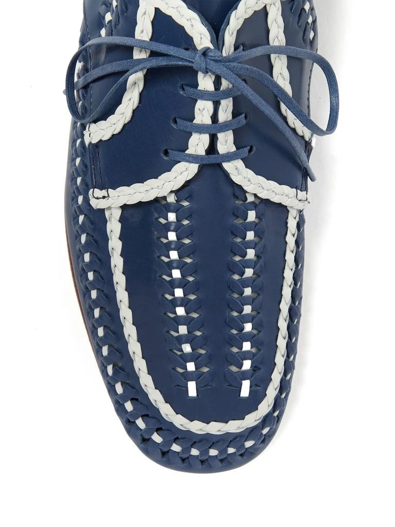 Piped and woven leather boating shoes 商品