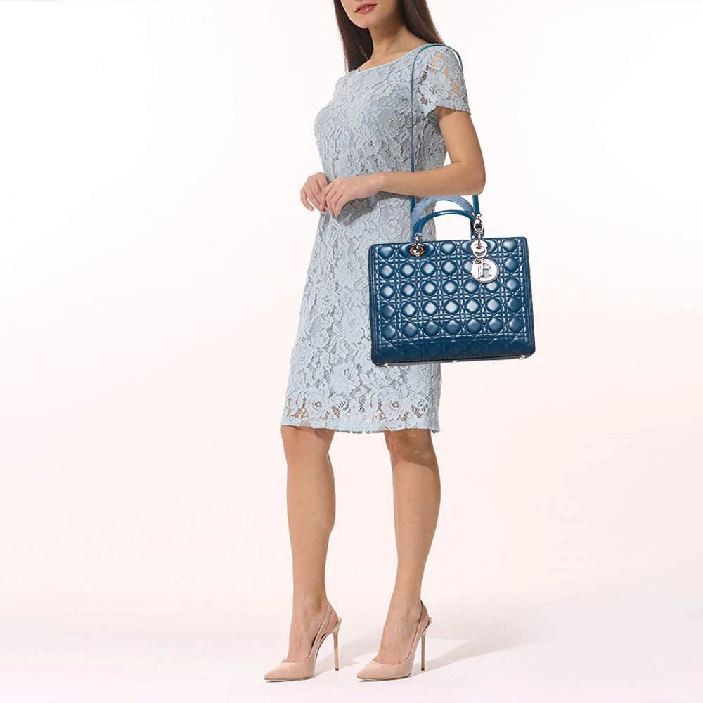 商品[二手商品] Dior|Dior Blue Leather Large Lady Dior Tote,价格¥13440,第2张图片详细描述
