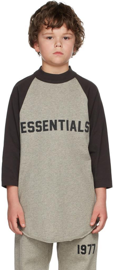 商品Essentials|Kids Grey Three-Quarter Sleeve Baseball T-Shirt,价格¥193详情, 第4张图片描述