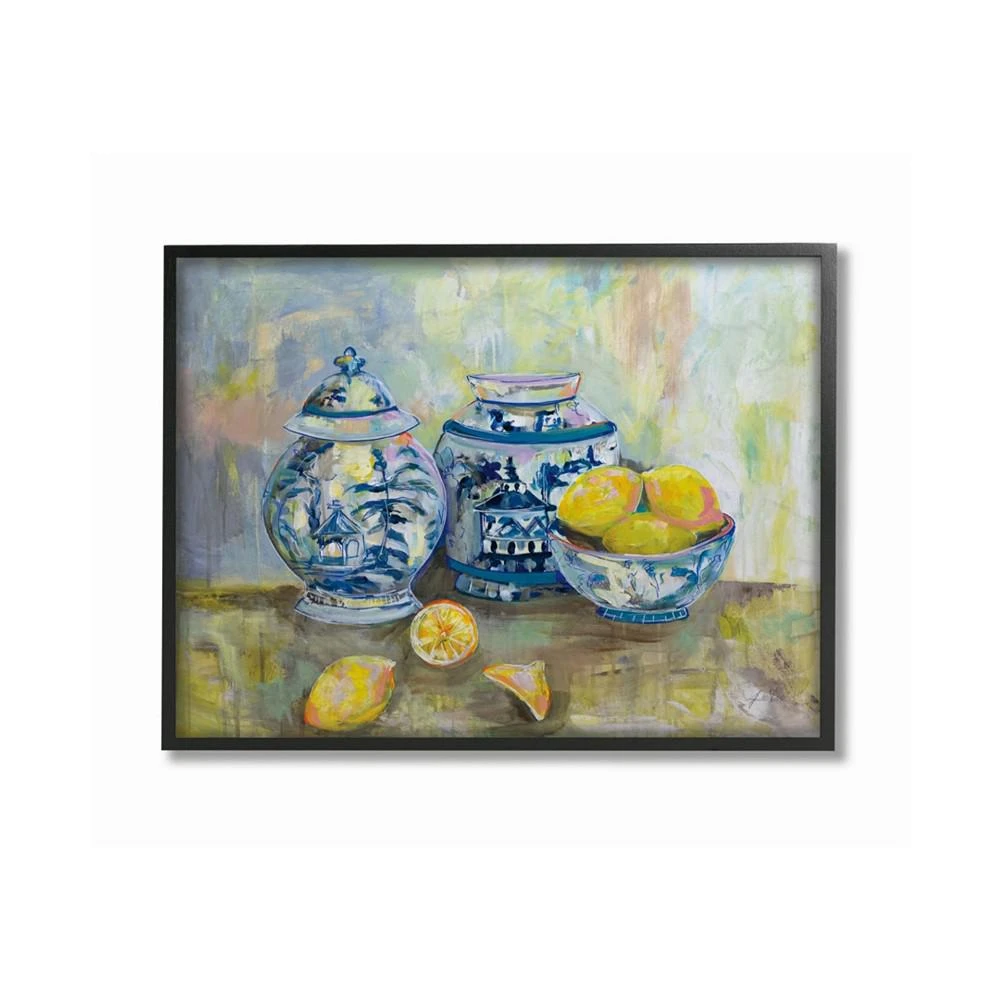 商品Stupell Industries|Lemons and Pottery Yellow Blue Classical Painting Art, 11" x 14",价格¥447,第1张图片