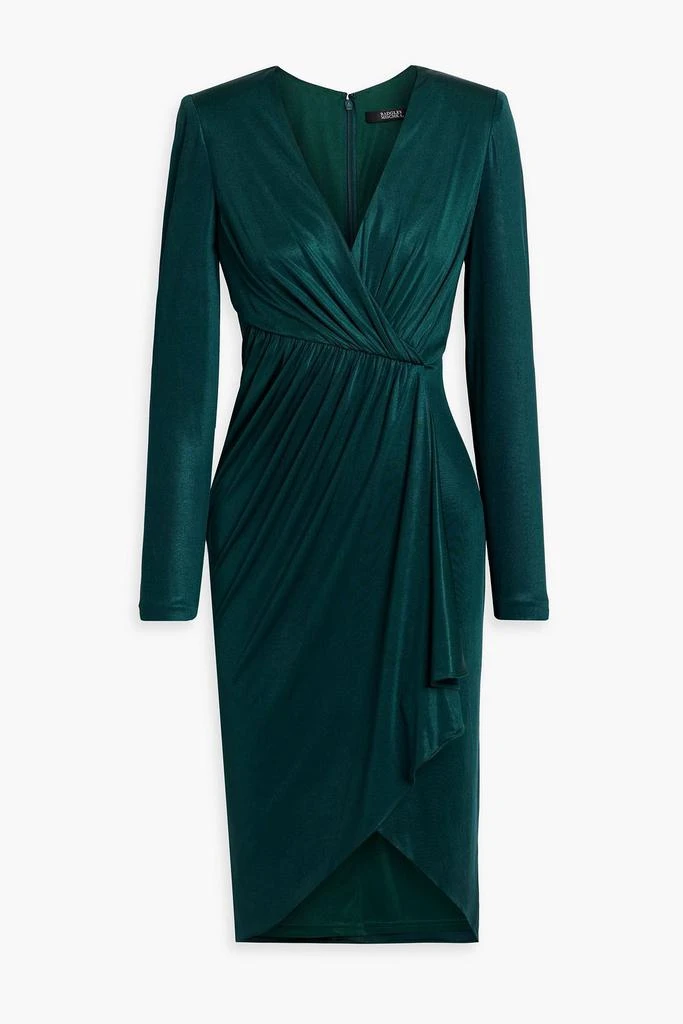 商品Badgley Mischka|Wrap-effect draped satin-jersey dress,价格¥1898,第1张图片