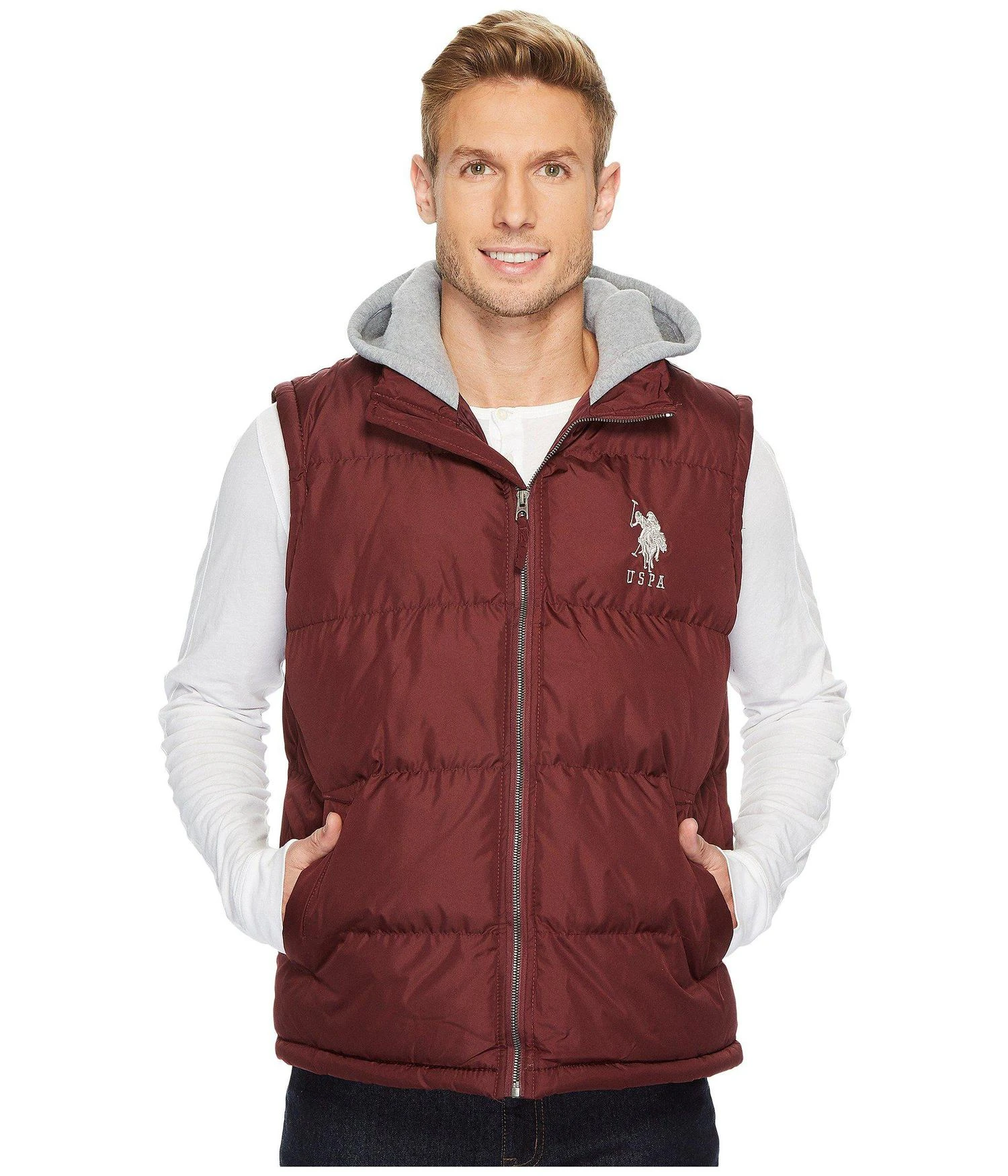 商品U.S. POLO ASSN.|Basic Puffer Vest with Fleece Hood,价格¥506,第1张图片