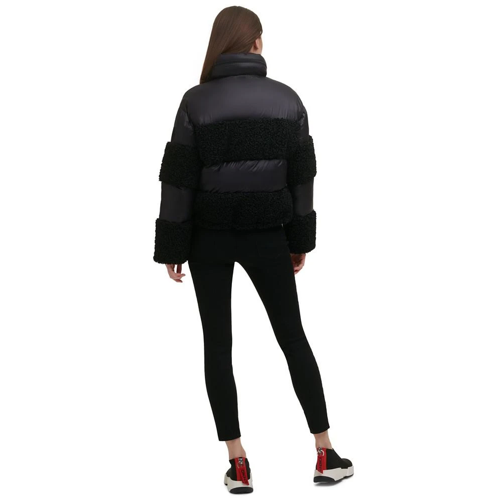 商品DKNY|Women's Sherpa Panel Zip-Front Puffer Jacket,价格¥258,第2张图片详细描述