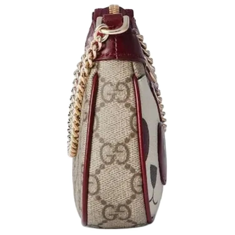 商品[国内直发] Gucci|古驰 双G徽标拉链开合饰熊猫细节 涂层织物 单肩斜挎包 迷你 女款 棕色拼棕色,价格¥7993,第4张图片详细描述