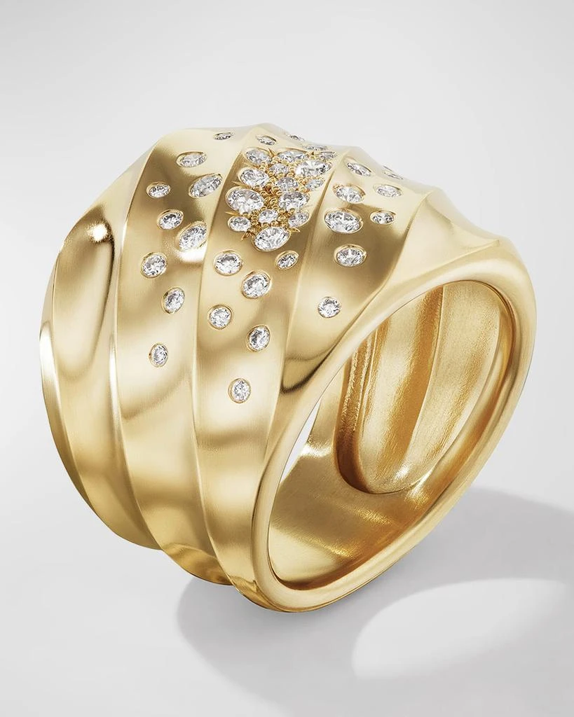 商品David Yurman|Cable Edge Saddle Ring with Diamonds in 18K Gold, 18.8mm, Size 7,价格¥42551,第2张图片详细描述