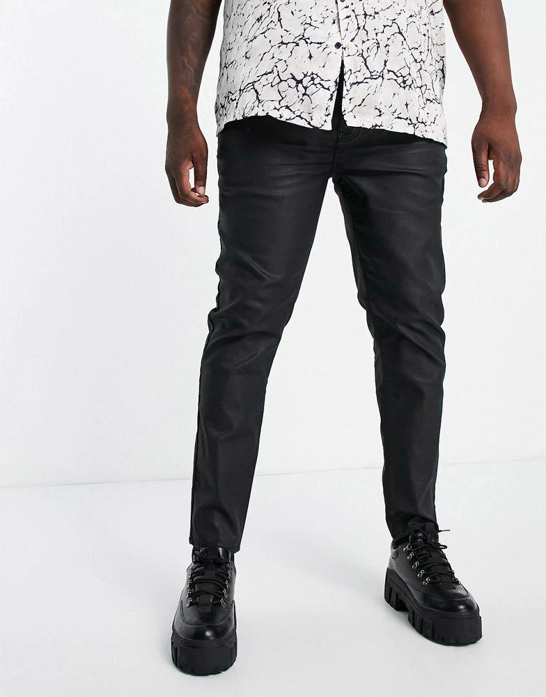 商品ASOS|ASOS DESIGN skinny jeans in black with coated denim,价格¥176,第2张图片详细描述