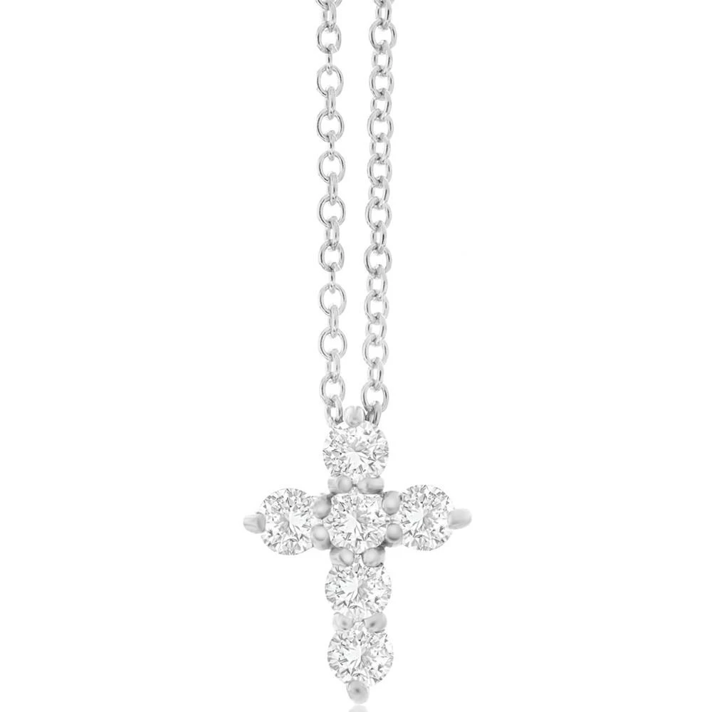 商品Macy's|Diamond Cross Pendant Necklace (1/3 ct. t.w.) in 14k White Gold, 16" + 2" Extender,价格¥12802,第3张图片详细描述