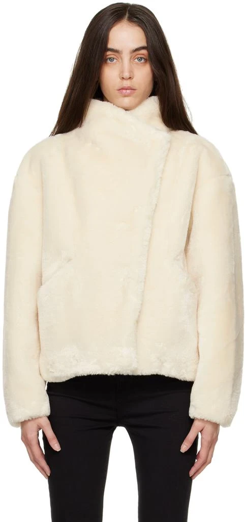 商品FRAME|Off-White Button Faux-Fur Jacket,价格¥4268,第1张图片